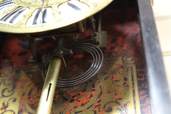 A 19th century French ormolu mounted red boulle wall clock, H.4ft 7in.